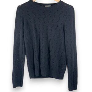 14th & Union Black Lightweight Crochet Long Sleeve Sweater, Sz Small